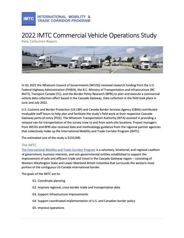 2022 IMTC Commercial Vehicle Operations Study Data Collection Report