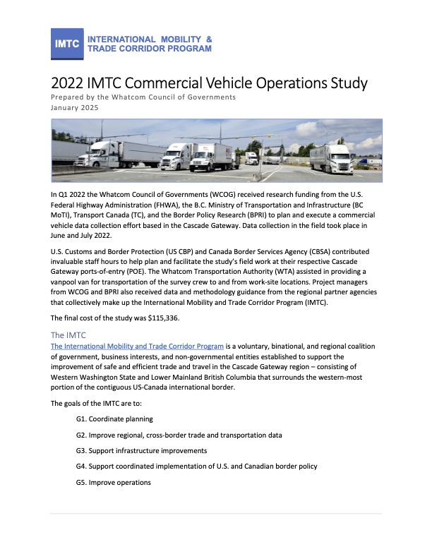 2022 IMTC Commercial Vehicle Operations Study Final Report