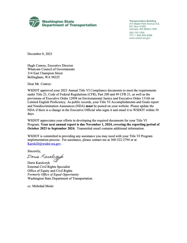 2023 Title VI Approval Letter