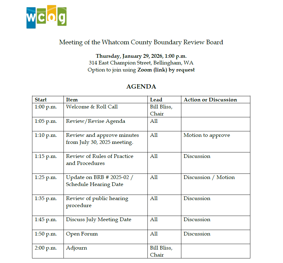 2026 Jan BRB Meeting Agenda