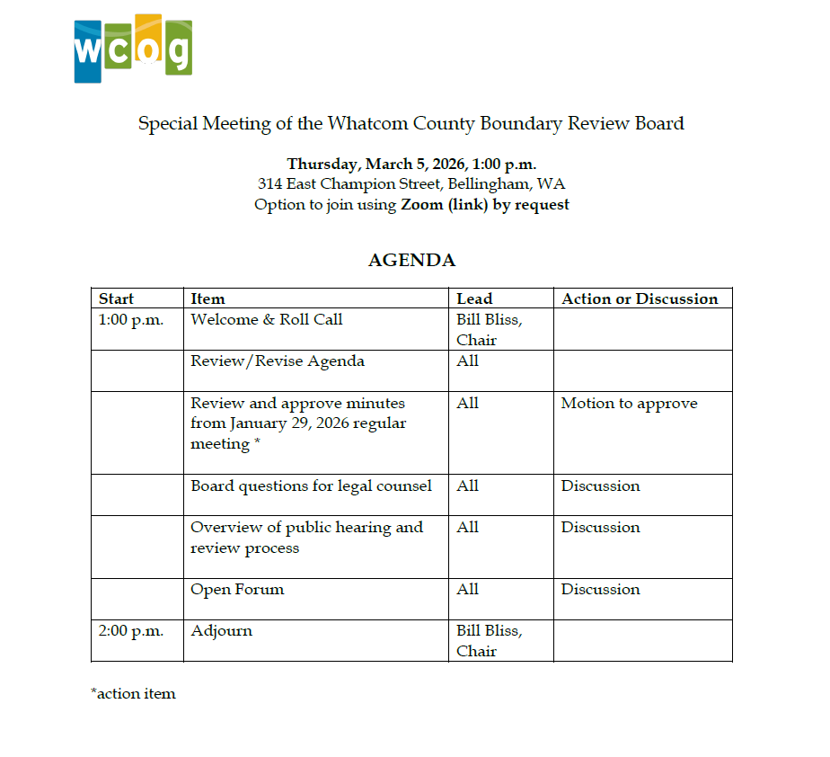 2026 Mar BRB Special Meeting Agenda