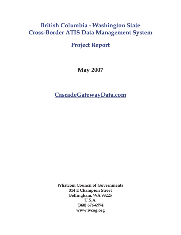 2007 BC - WA ATIS Data Management System Project Report