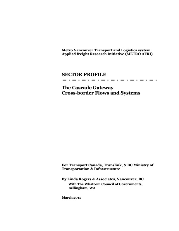 2011 Border Circulation Analysis Sector Profile: Cross-Border Flows & Systems