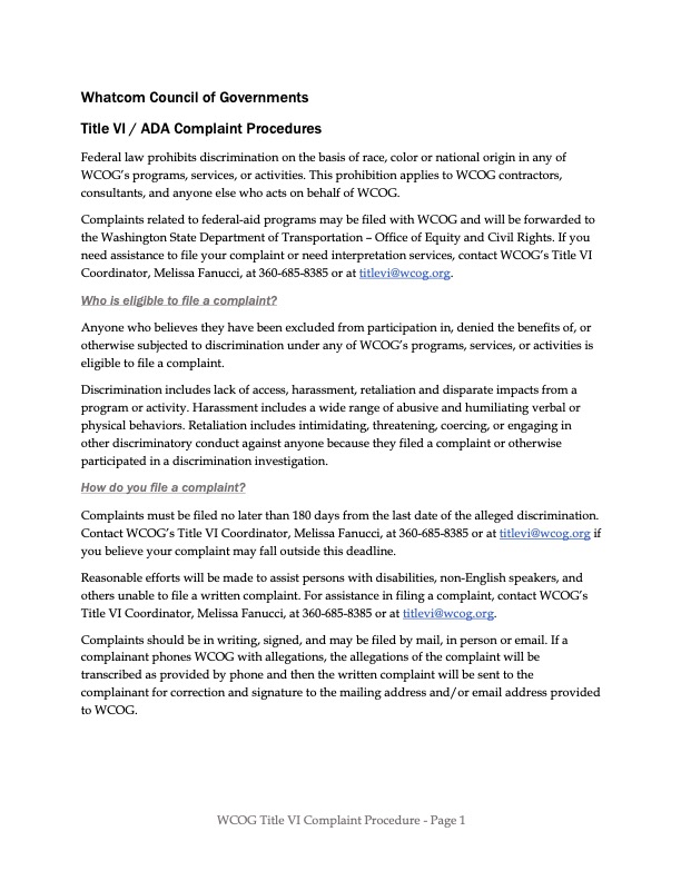 Title VI Complaint Procedures (English)