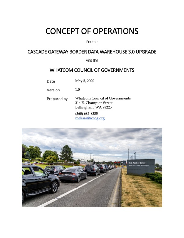 Cascade Gateway Border Data Warehouse 3.0 Concept of Operations