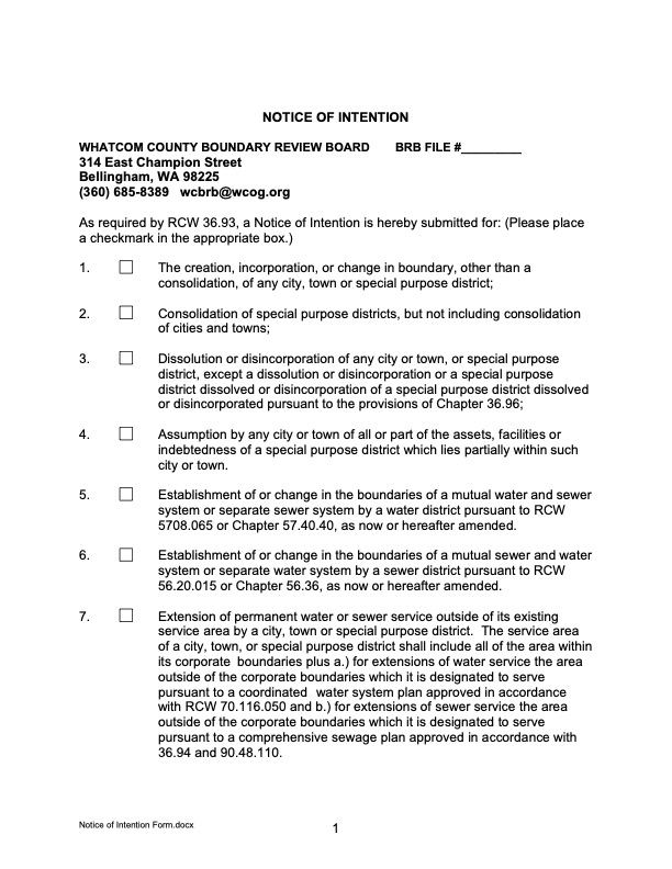 BRB Notice of Intention Form