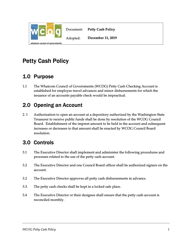 Petty Cash Policy