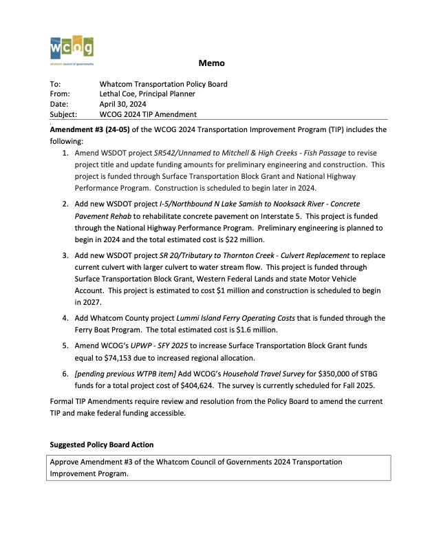 2024 TIP Amendment #3