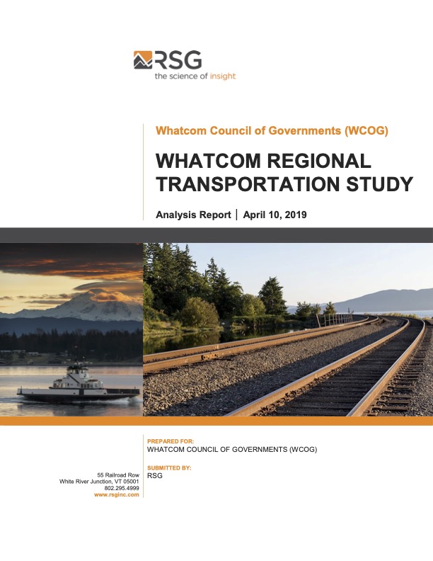 2018 Whatcom Regional Transportation Study Analysis Report