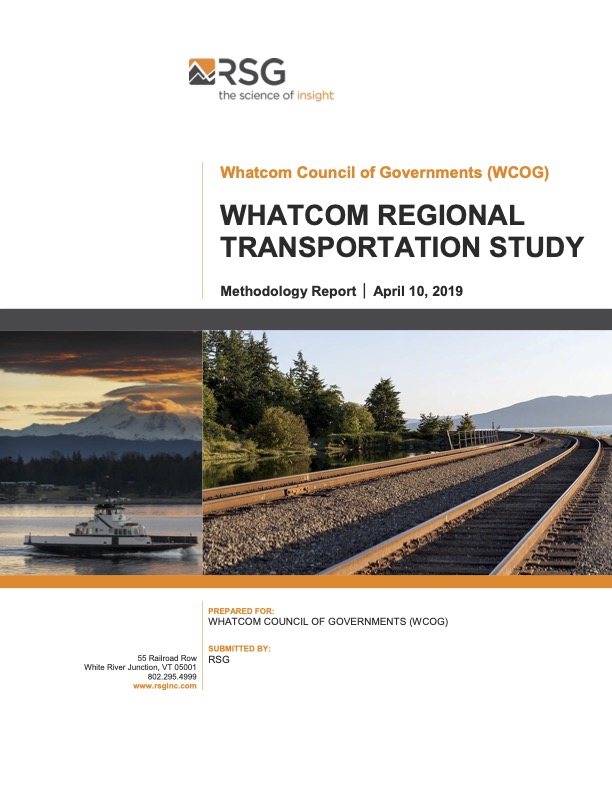 2018 Whatcom Regional Transportation Study Methodology Report